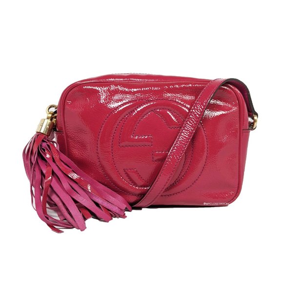 Gucci Handbags - Gucci Patent Leather Fuchsia Disco Crossbody Bag